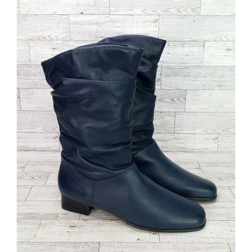 Women's Liz Baker Jamie Blue Leather Slouch Boots Size 8M 8 M